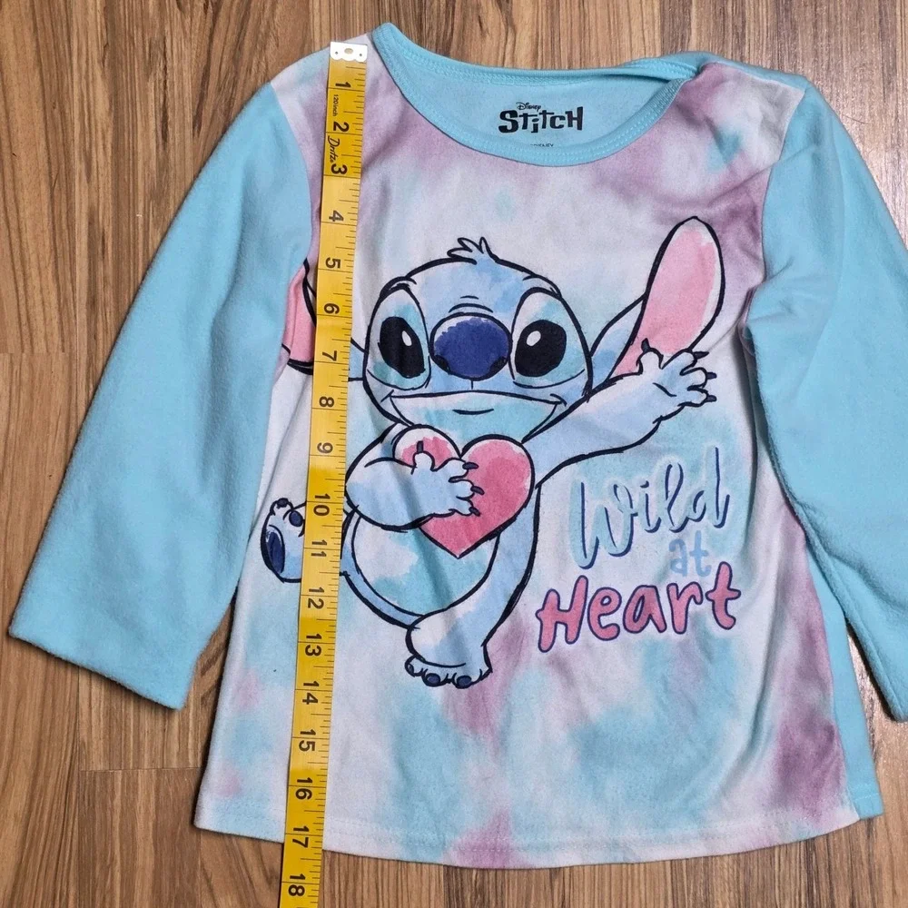 Disney Stitch Long Sleeve Fleece‎ Pajama Girls size 6/6X Flame Resistant Tie Dye
